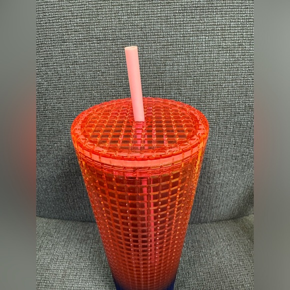 Starbucks 2022 Summer Watermelon Pink Blue Grid Tumbler24 oz - Picture 4 of 6